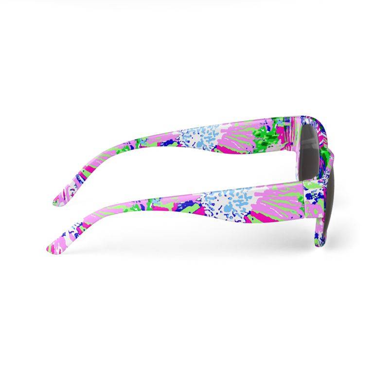 Sunglasses Pink Blue Abstract Daisies Splash